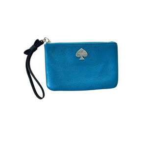 Kate Spade Leroy Street Bee Leather Blue Green Wristlet Zip Closure‎